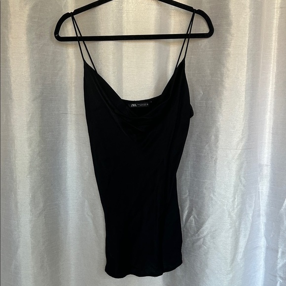 Zara Sleek Black Satin Camisole - Picture 3 of 7